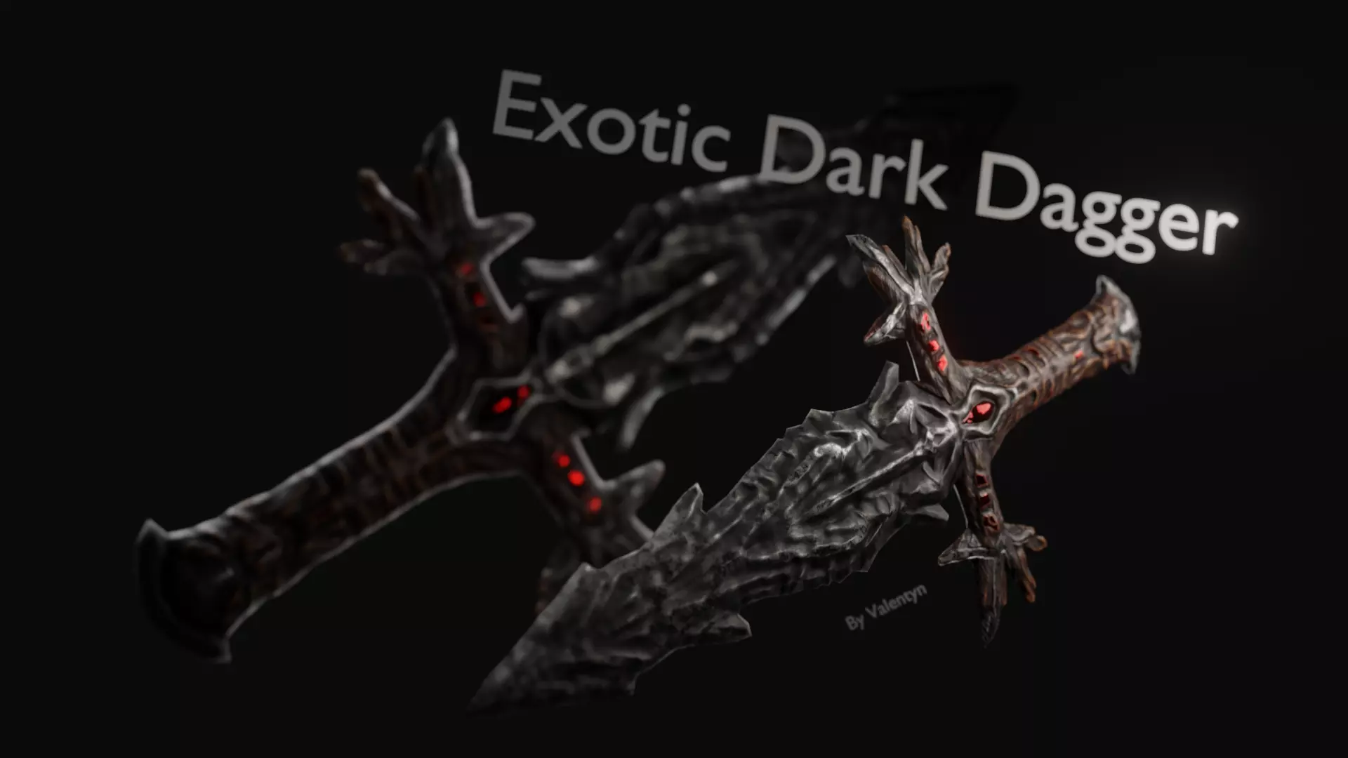 Exotic dark dagger Low-poly 3D model