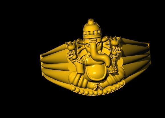 ganesh ring  rhino matrix   6gm 22k 3D print model_1