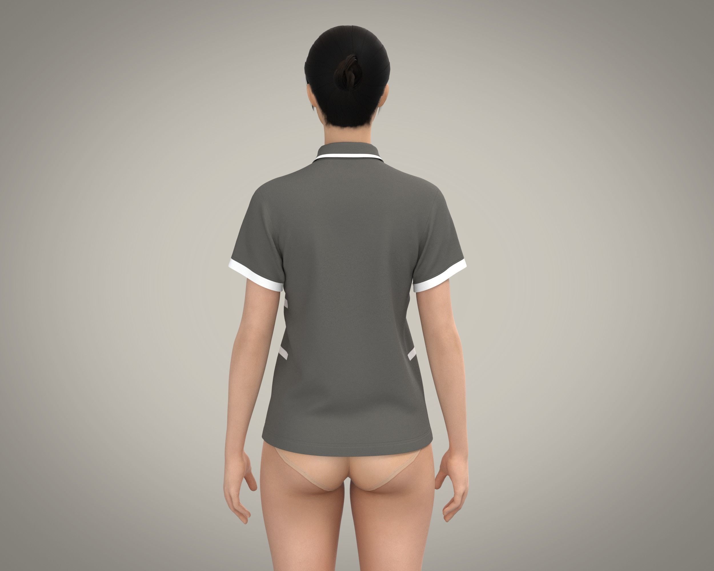 Ladies Polo Tops 3D model_2