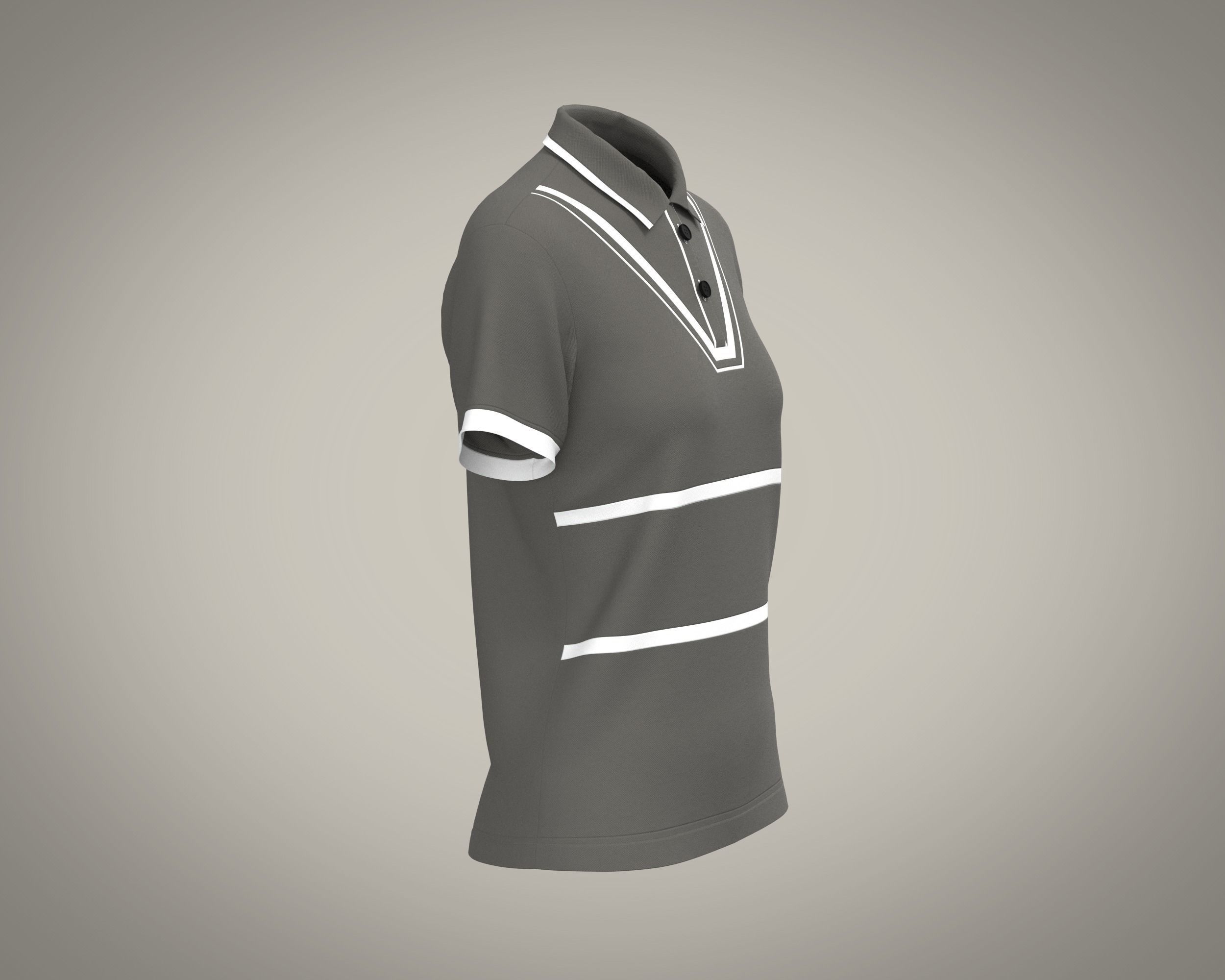 Ladies Polo Tops 3D model_3