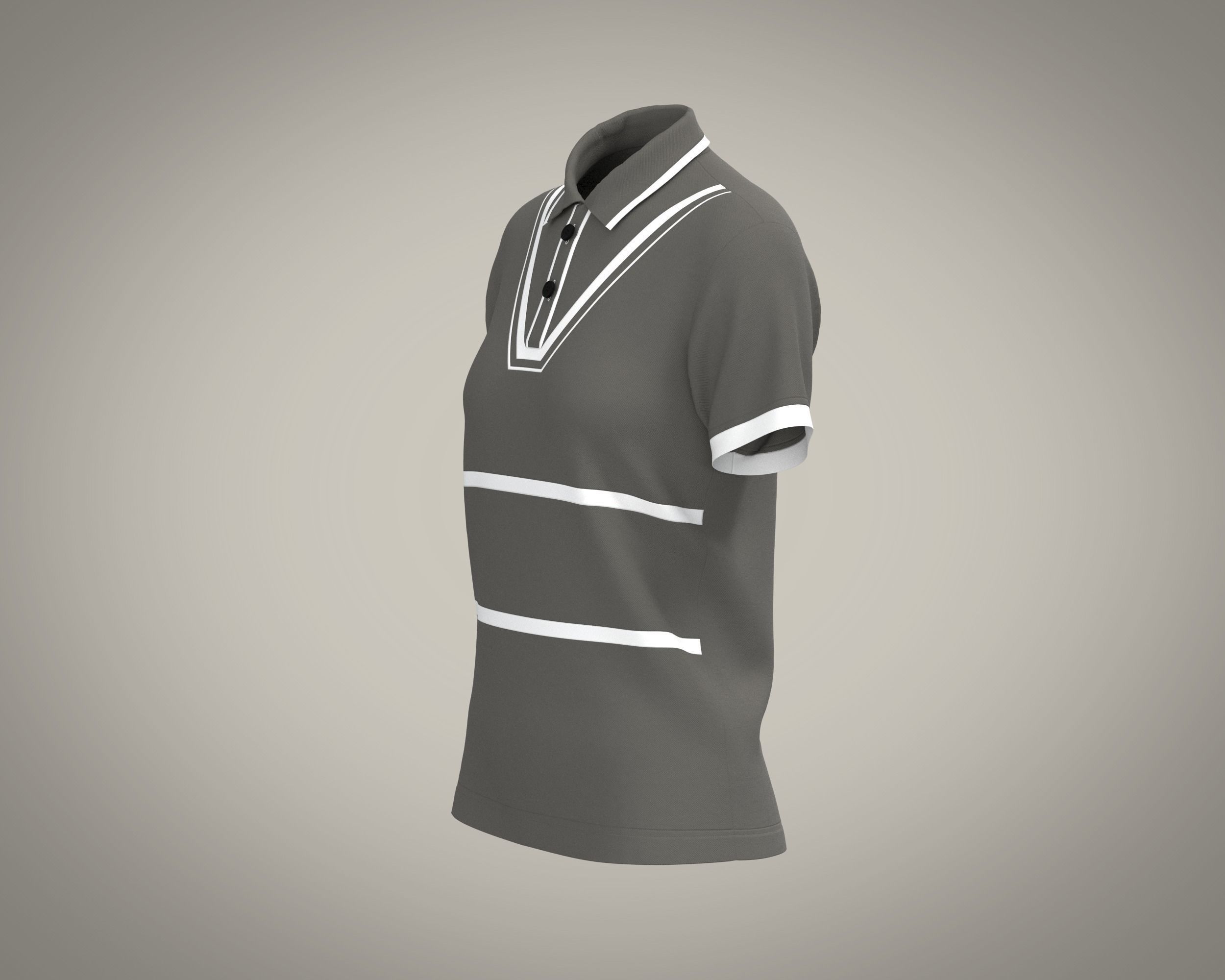 Ladies Polo Tops 3D model_7