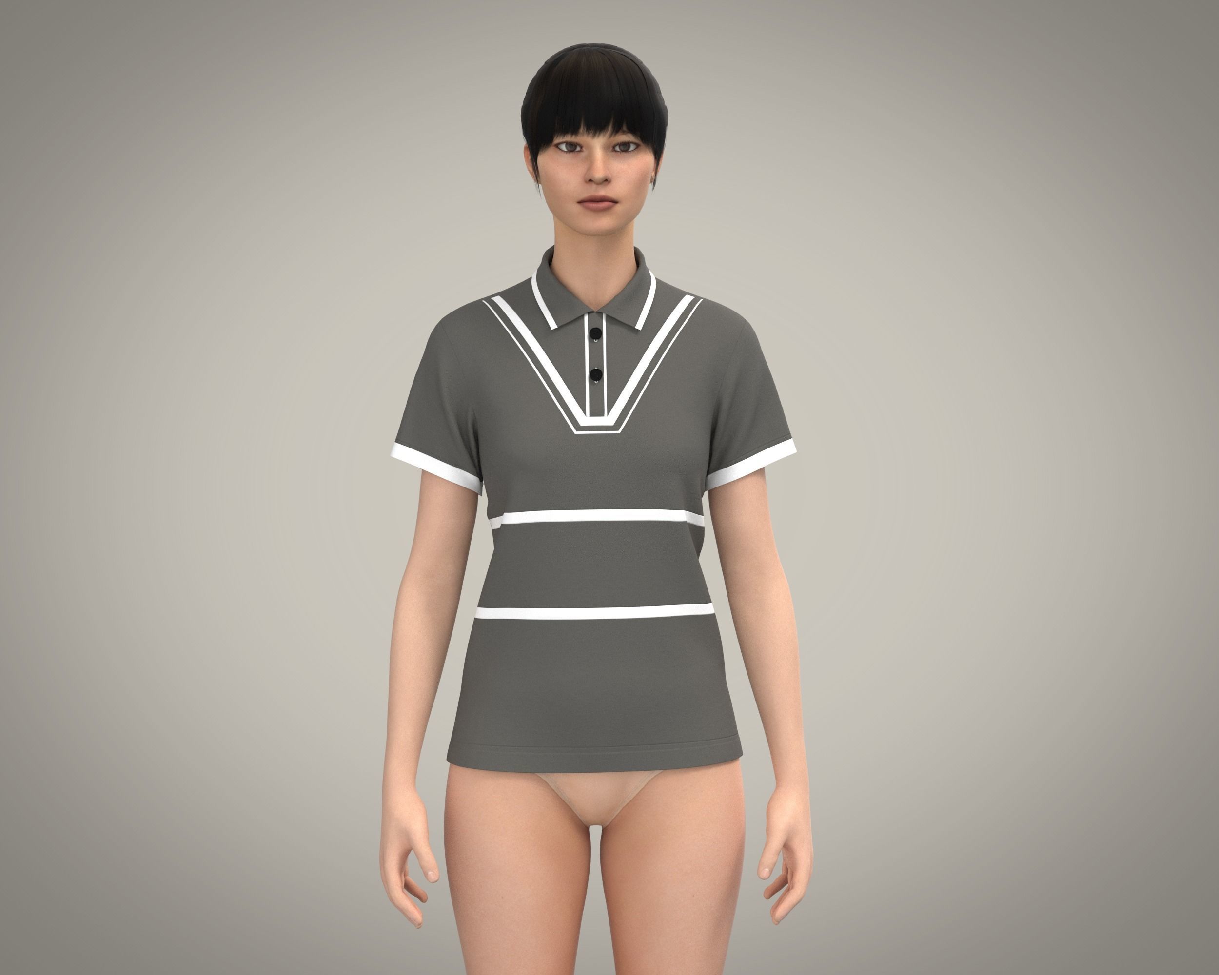 Ladies Polo Tops 3D model_1