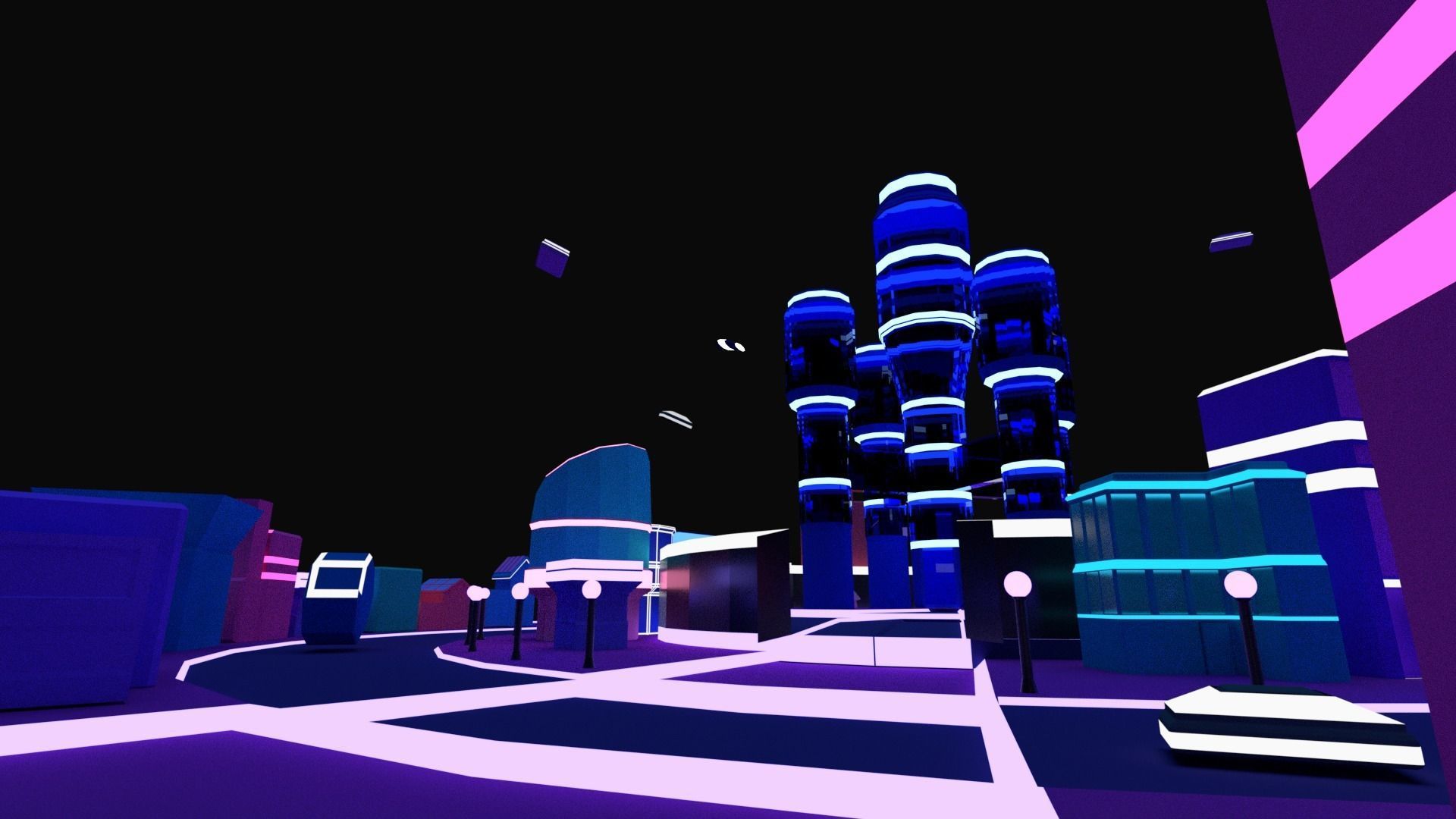 Low Poly City Illustration Low-poly 3D model_1