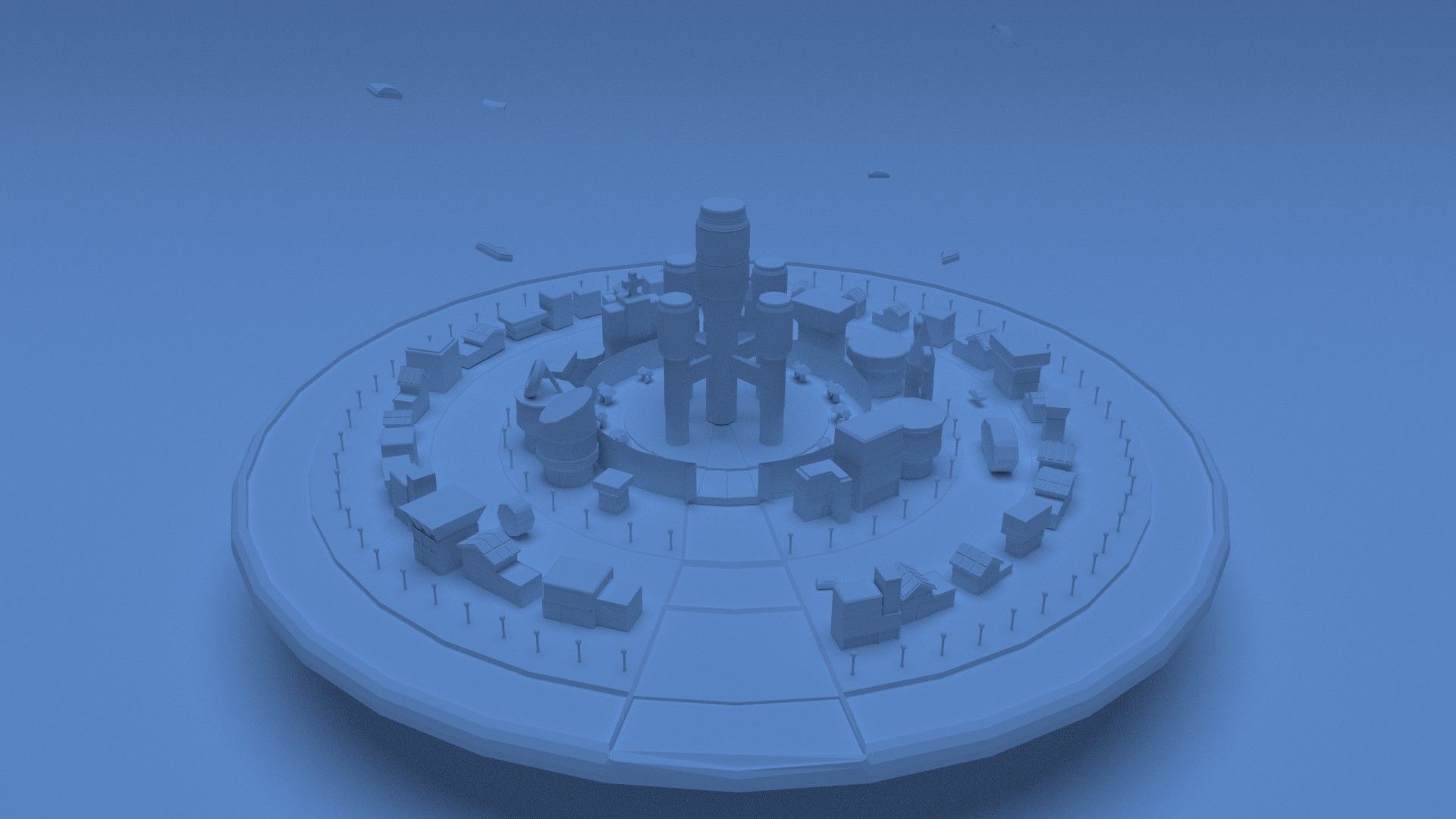 Low Poly City Illustration Low-poly 3D model_2