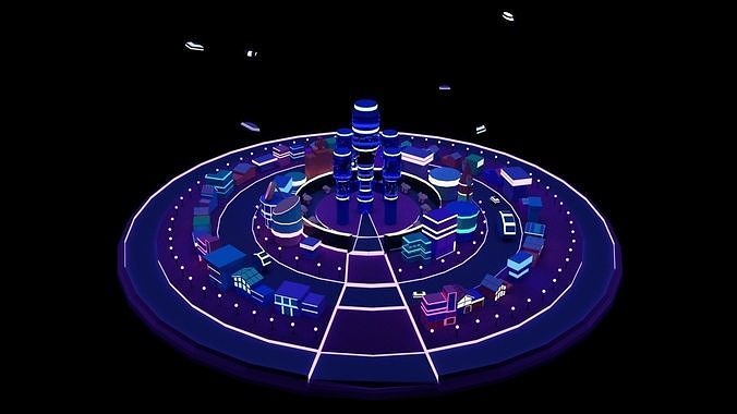 Low Poly City Illustration Low-poly 3D model
