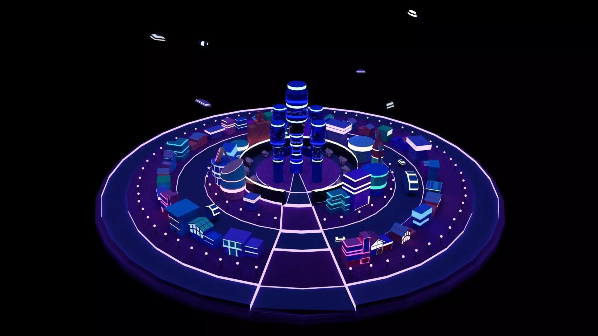 Low Poly City Illustration Low-poly 3D model_0