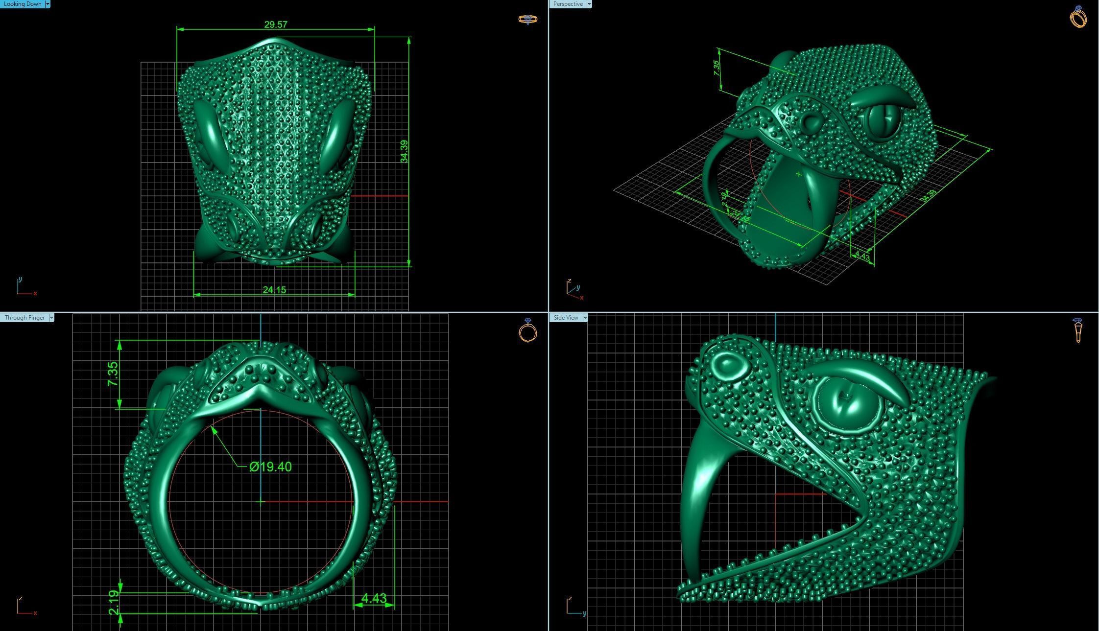 Snake ring 3D print model_1