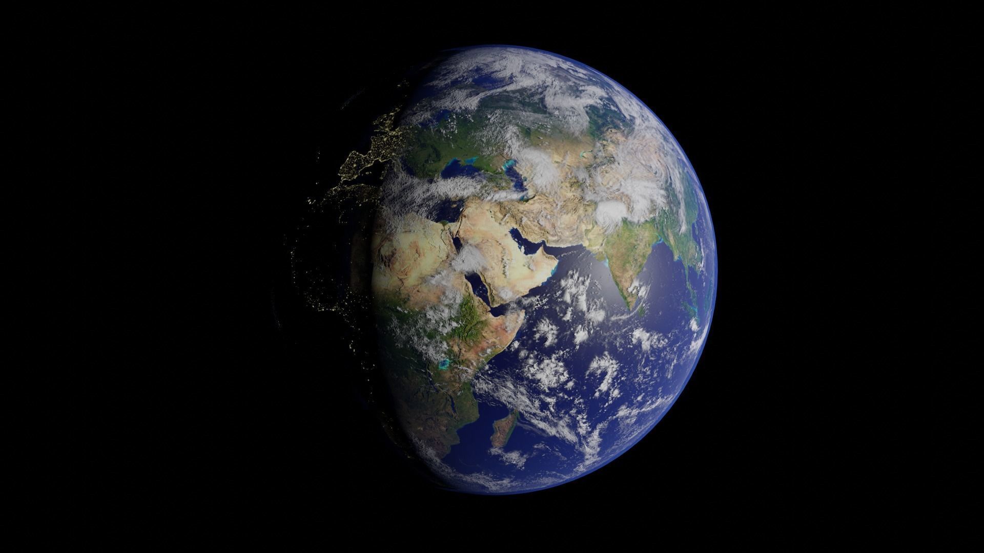 Earth with automatic dark side illumination 3D model_5