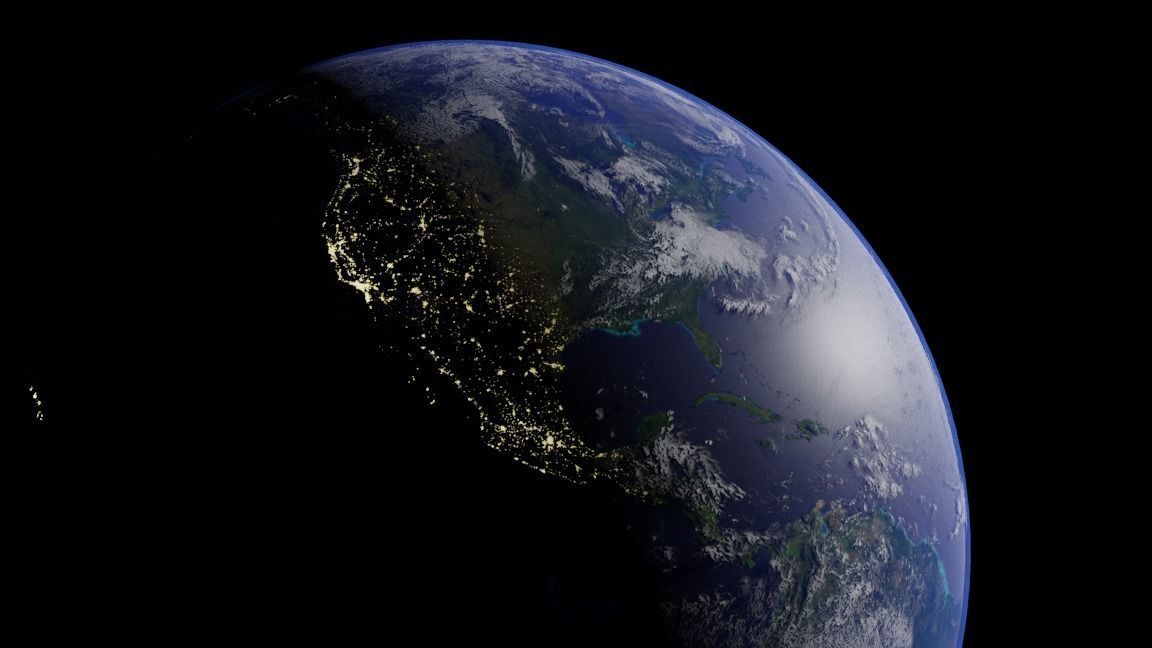 Earth with automatic dark side illumination 3D model_2