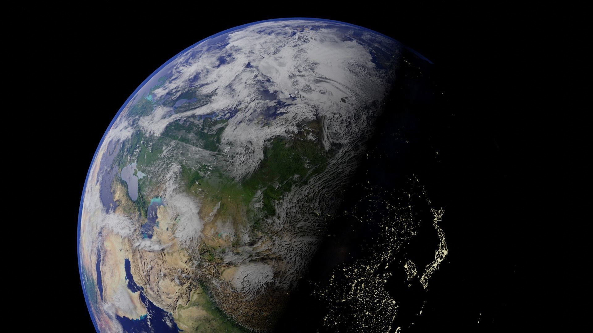 Earth with automatic dark side illumination 3D model_11