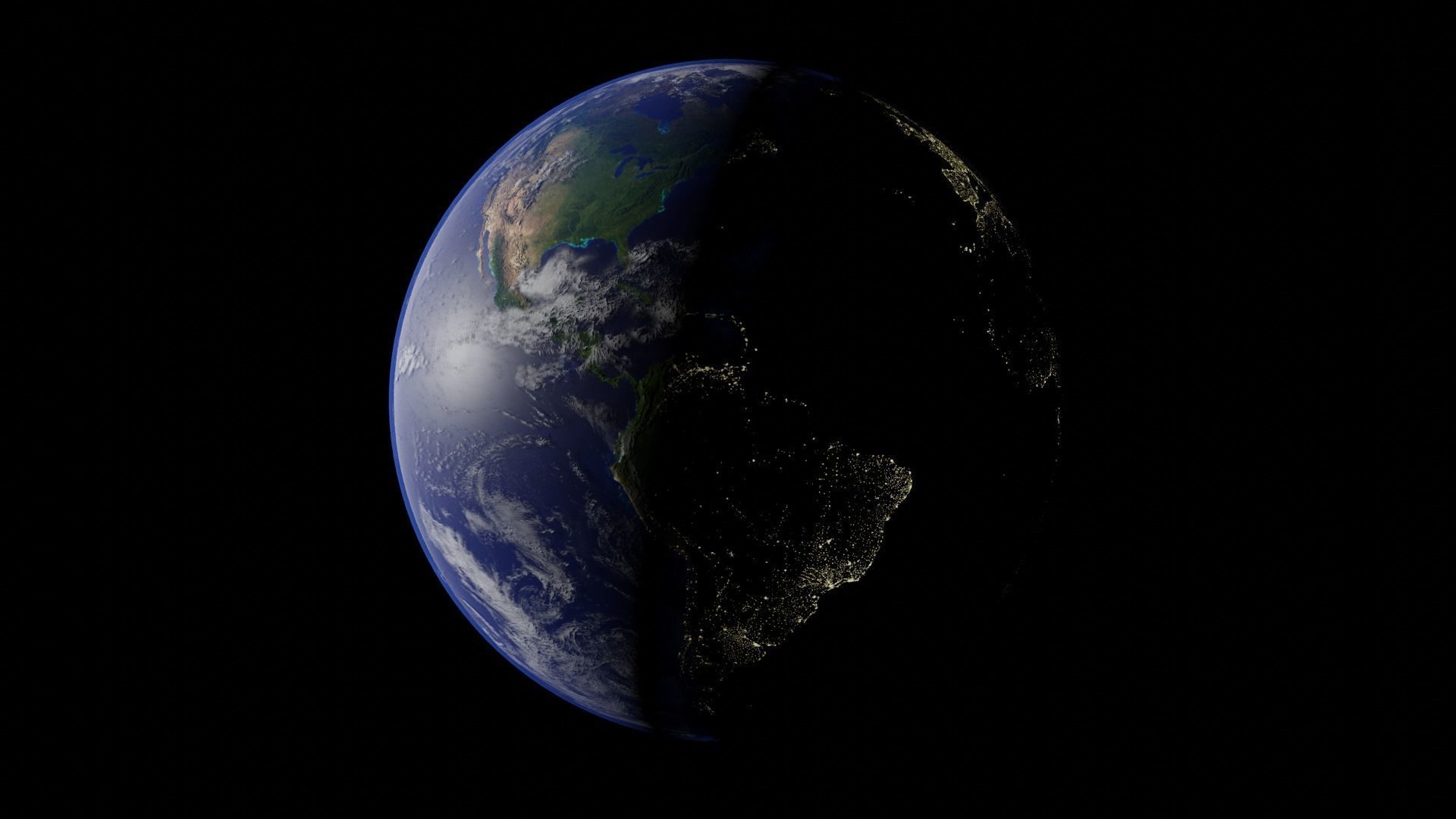 Earth with automatic dark side illumination 3D model_7