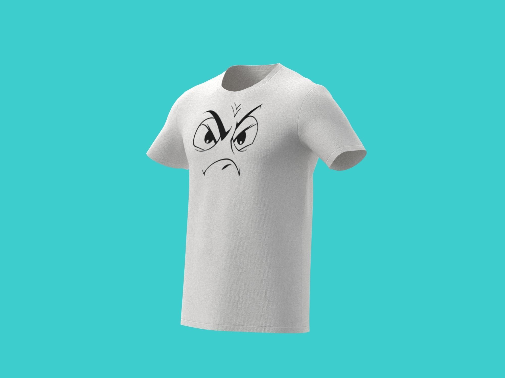 3d funny White t-shirt 3D model_4