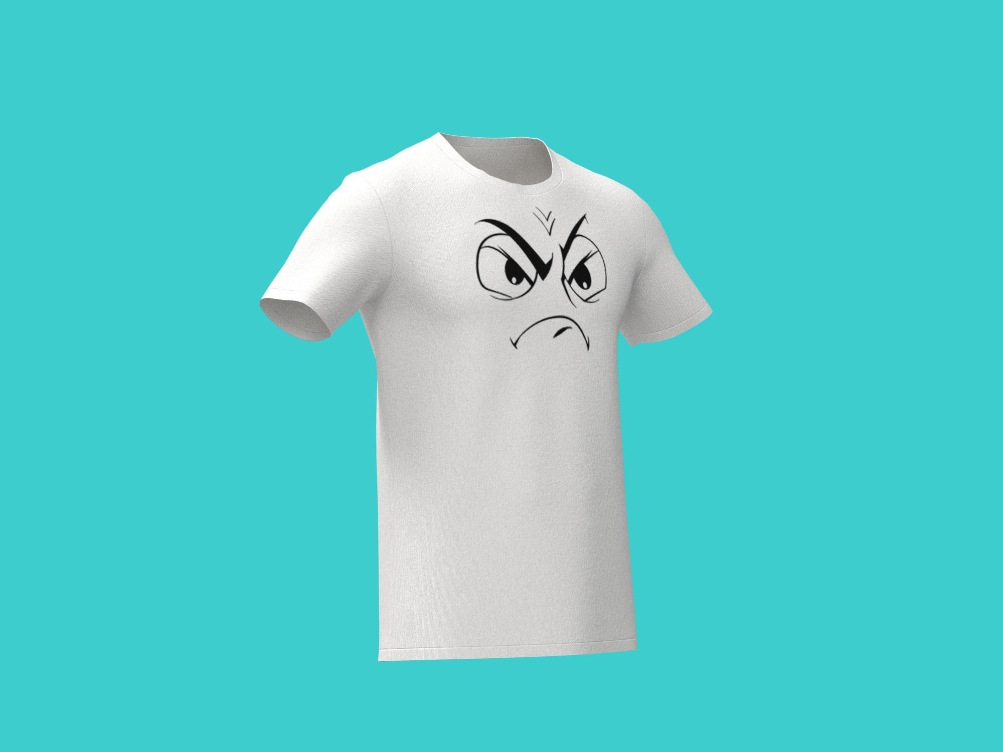 3d funny White t-shirt 3D model_3