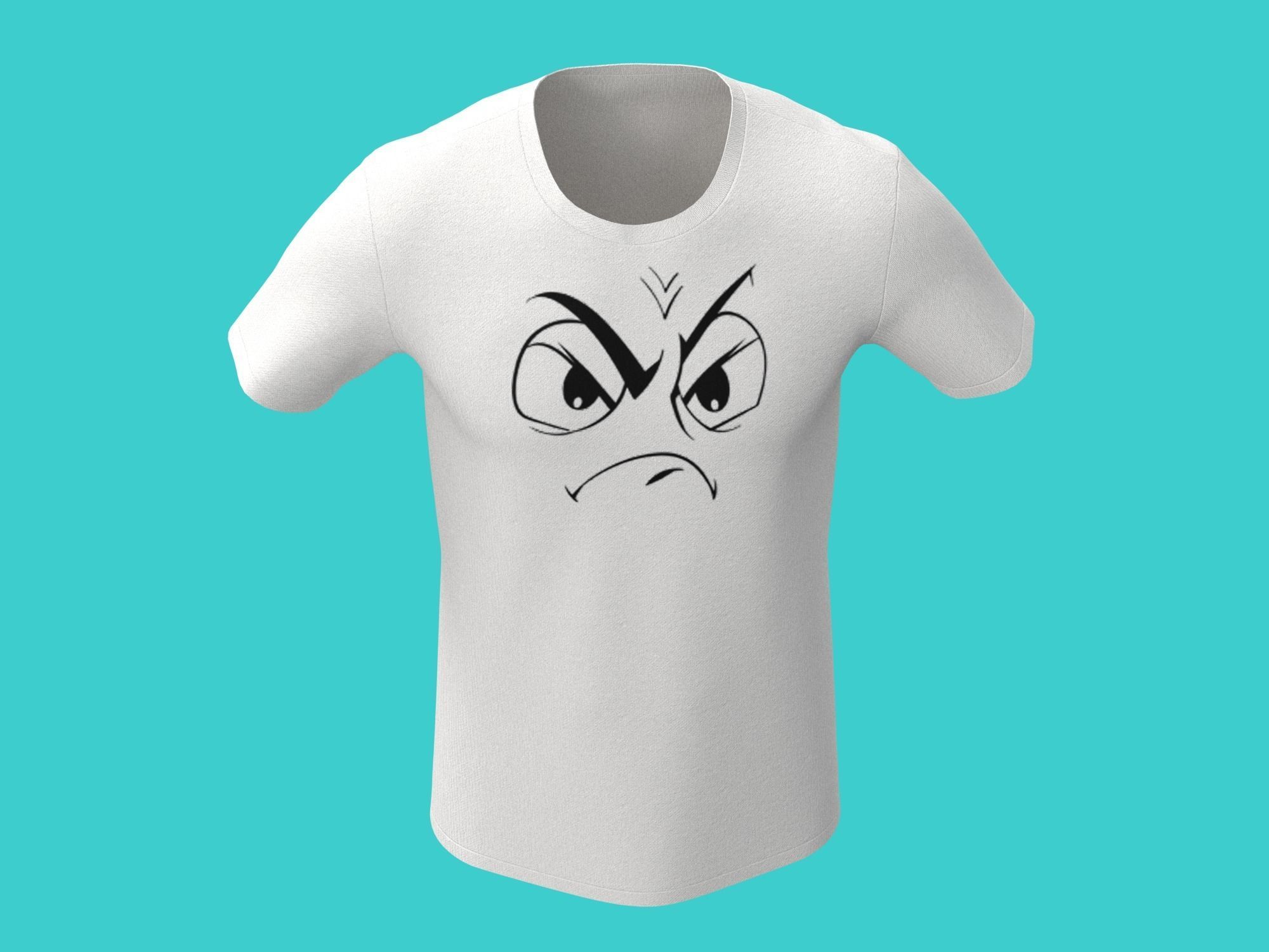 3d funny White t-shirt 3D model_5
