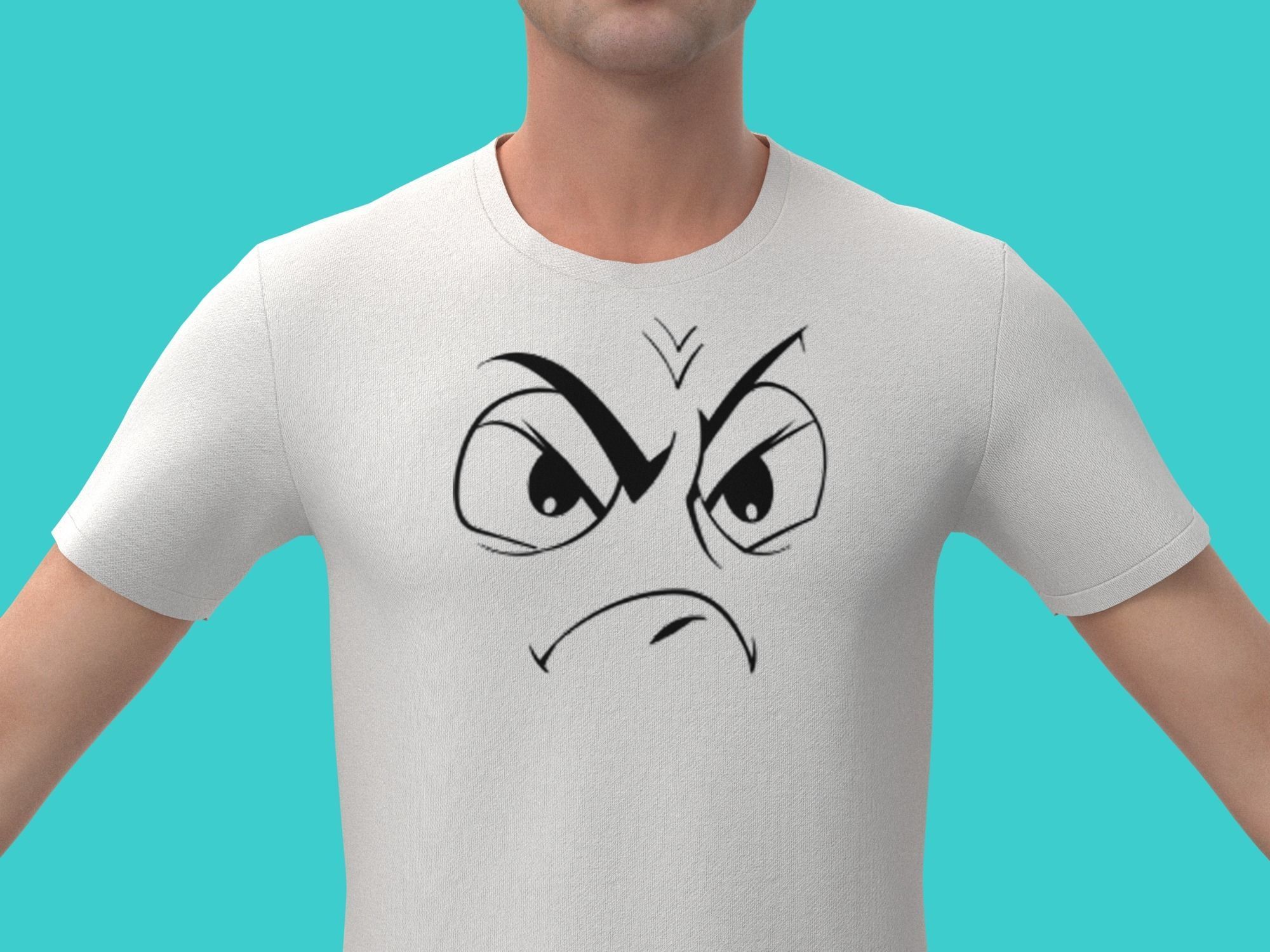 3d funny White t-shirt 3D model_1