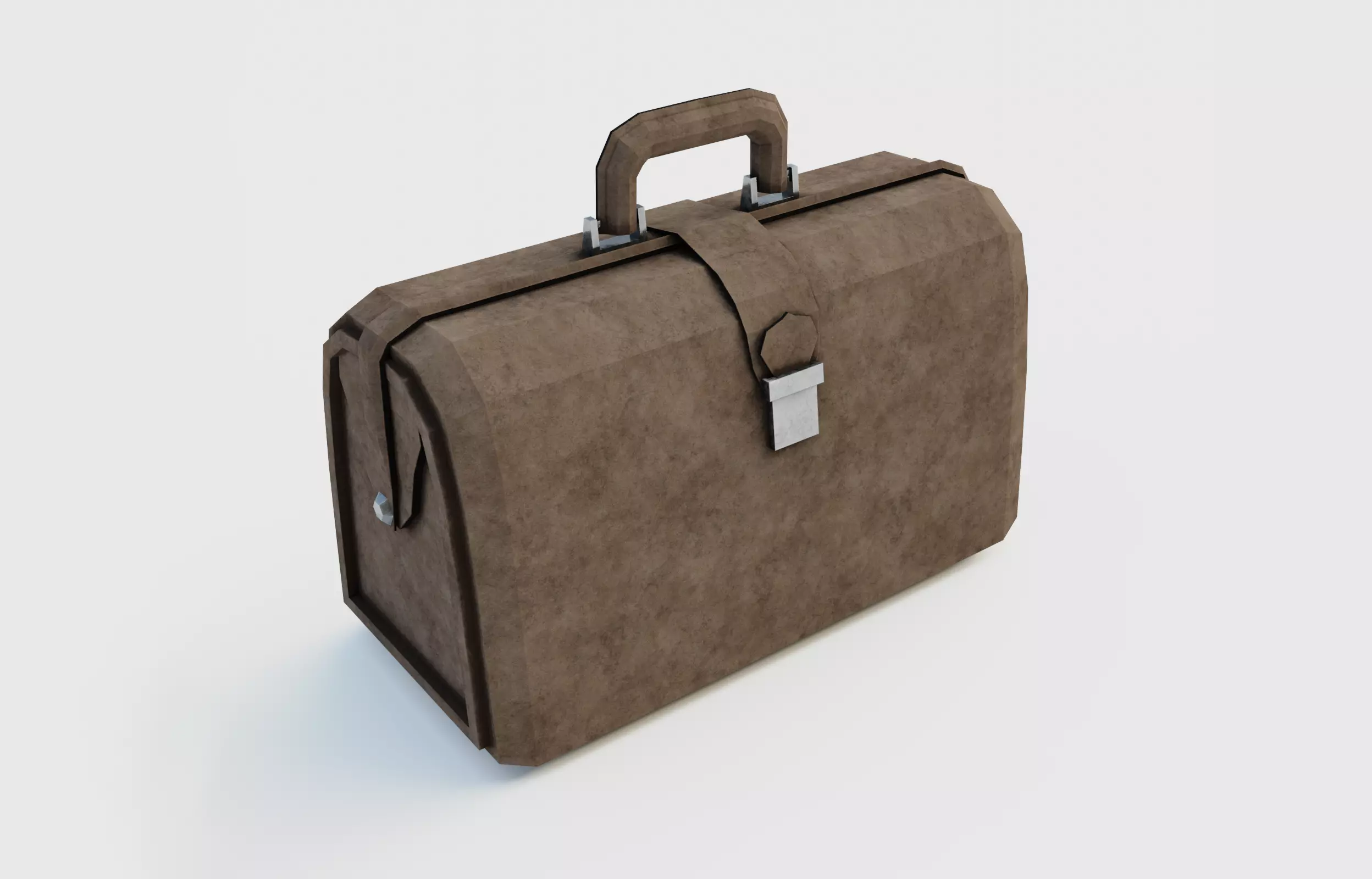 Brown leather bag Low-poly 3D model_0