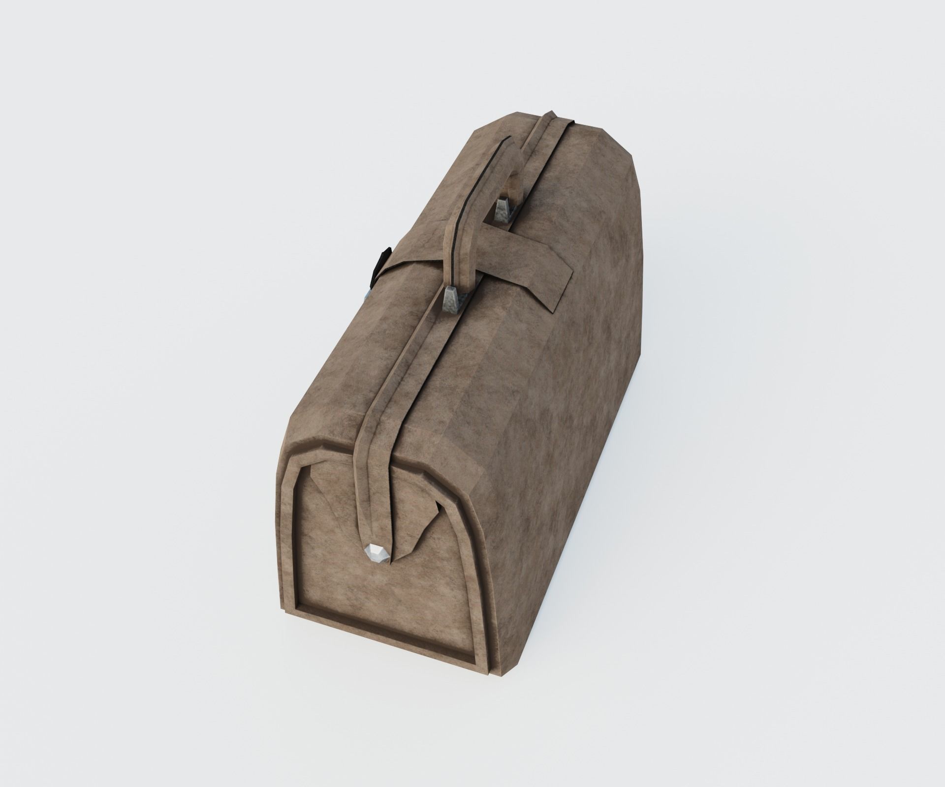 Brown leather bag Low-poly 3D model_2
