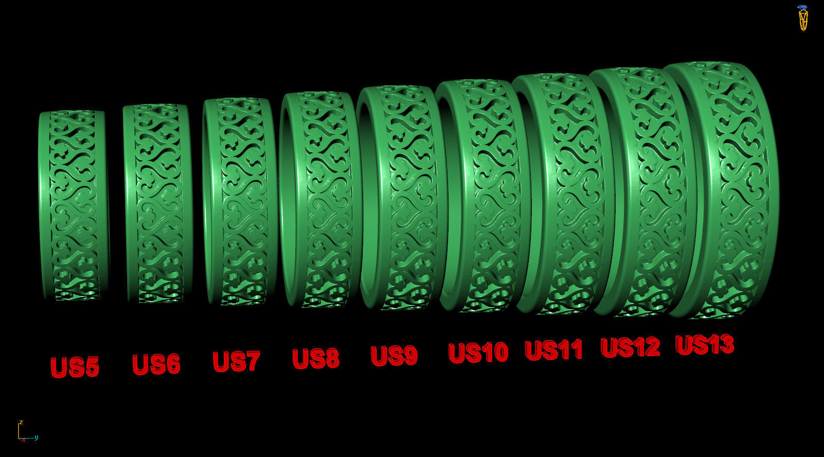 Eternity Pattern East Style Wedding Band 3D print model_7