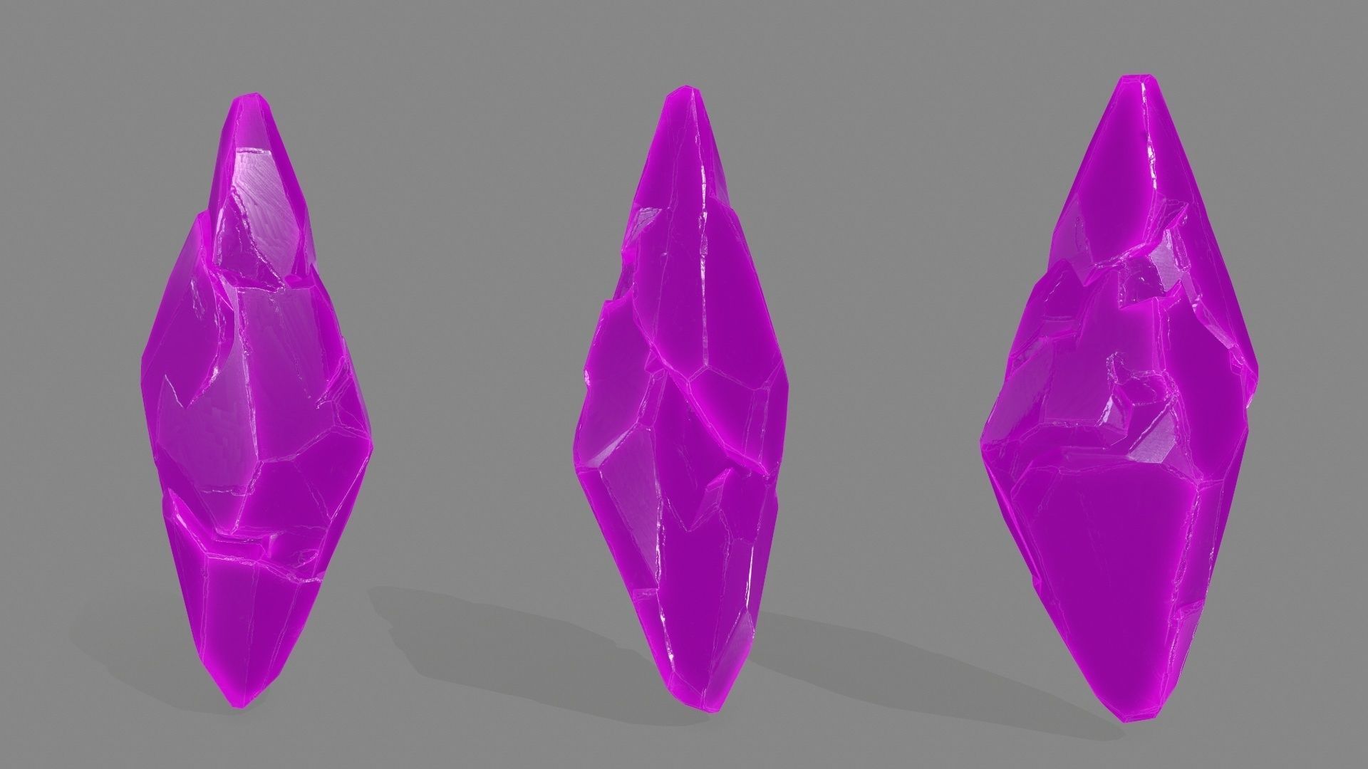 crystal set three crystals Low-poly 3D model_2