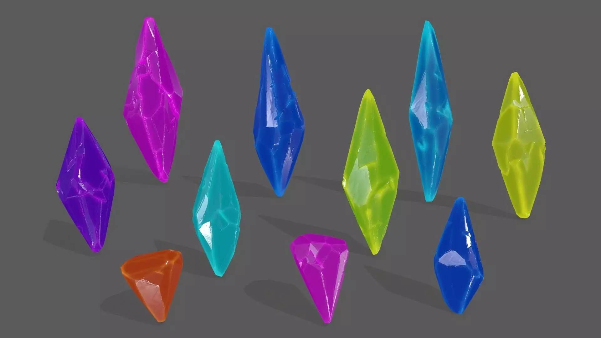 crystal set three crystals Low-poly 3D model_0