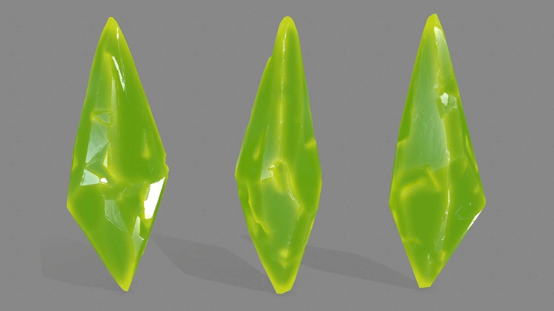 crystal set three crystals Low-poly 3D model_3