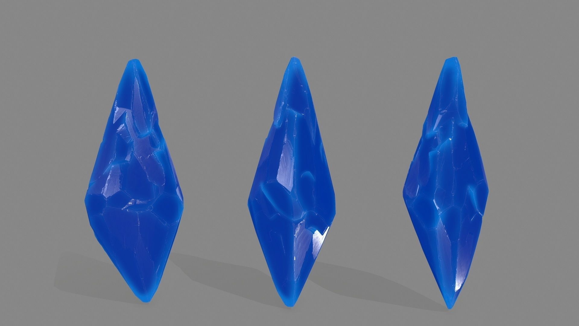 crystal set three crystals Low-poly 3D model_11