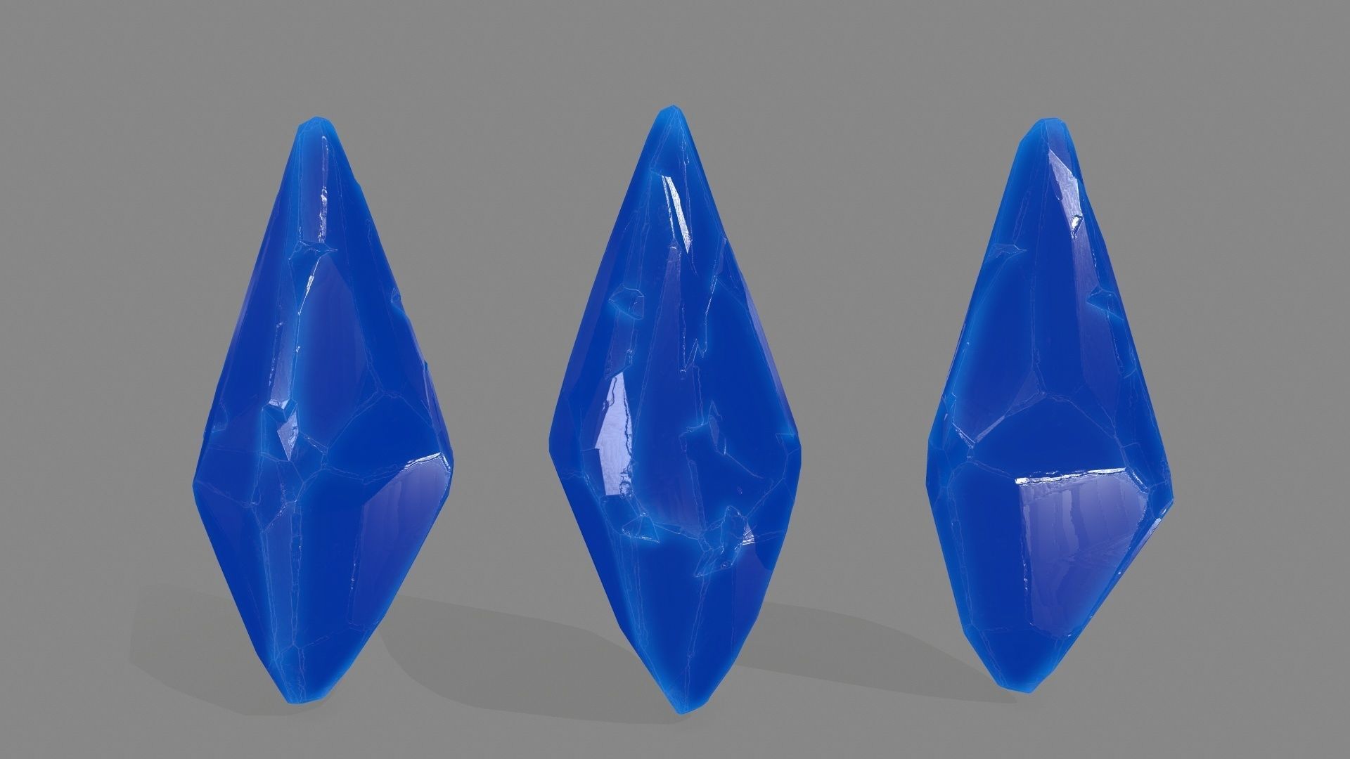 crystal set three crystals Low-poly 3D model_6