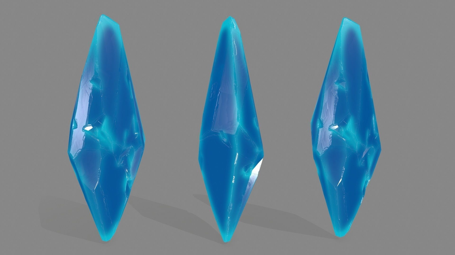 crystal set three crystals Low-poly 3D model_4