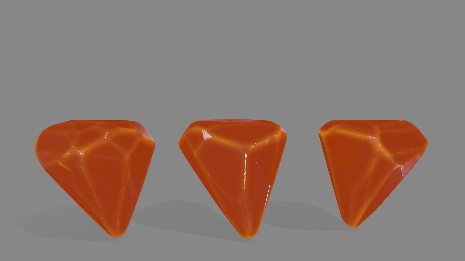crystal set three crystals Low-poly 3D model_9