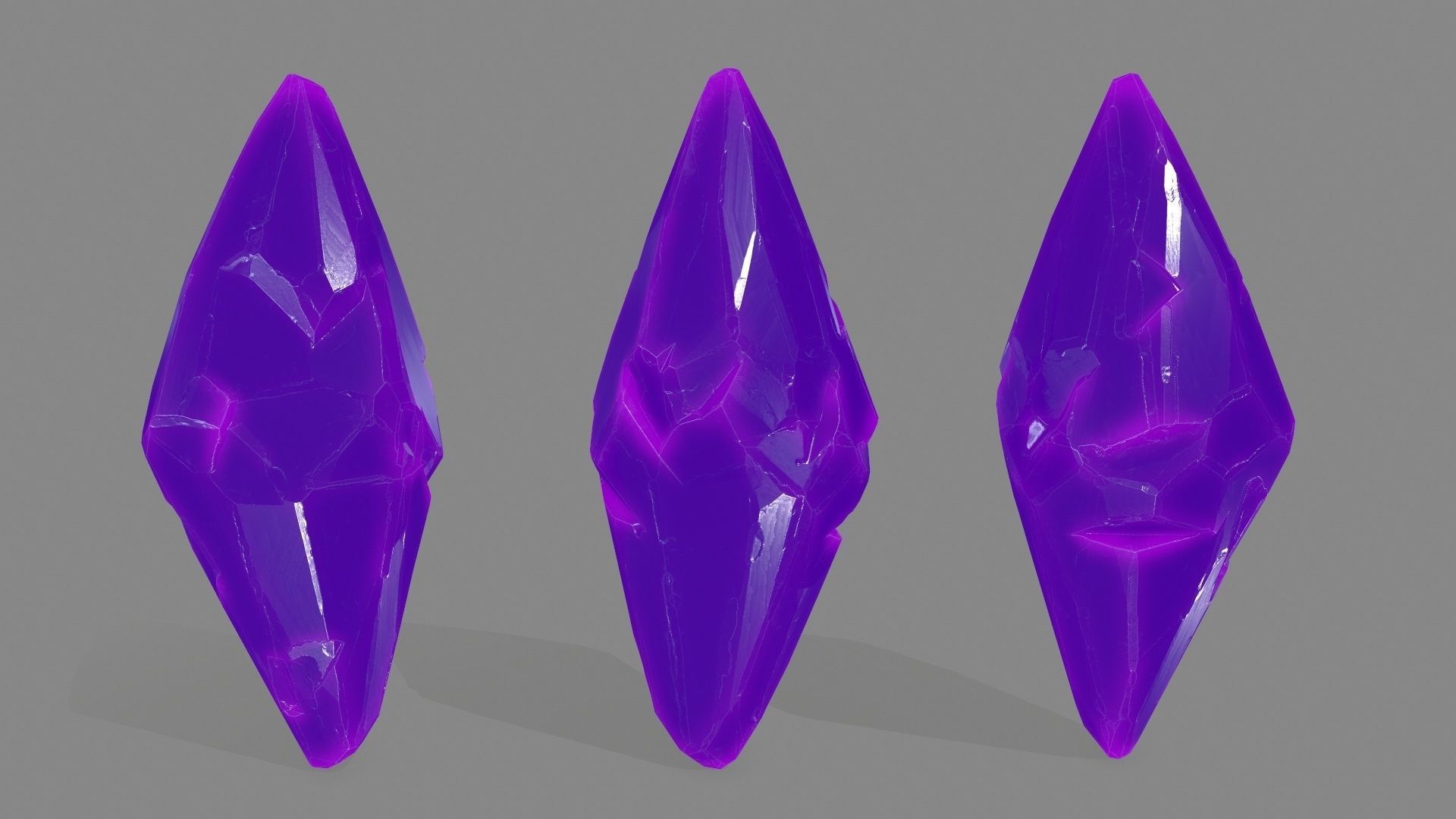 crystal set three crystals Low-poly 3D model_7