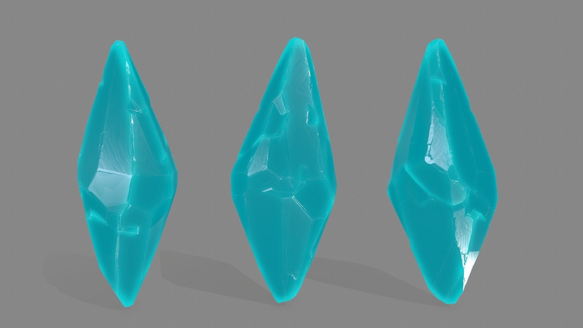 crystal set three crystals Low-poly 3D model_5