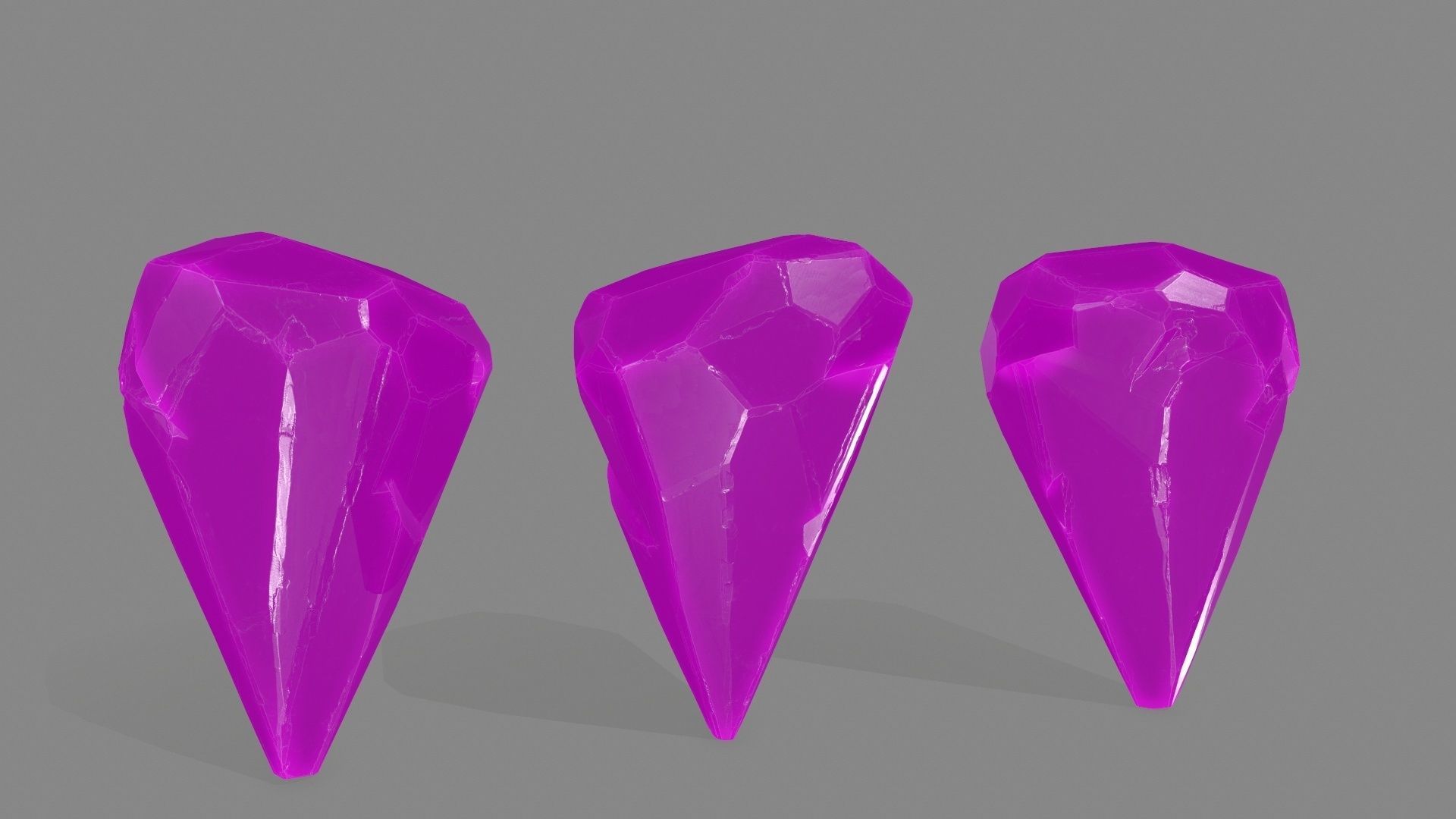 crystal set three crystals Low-poly 3D model_8