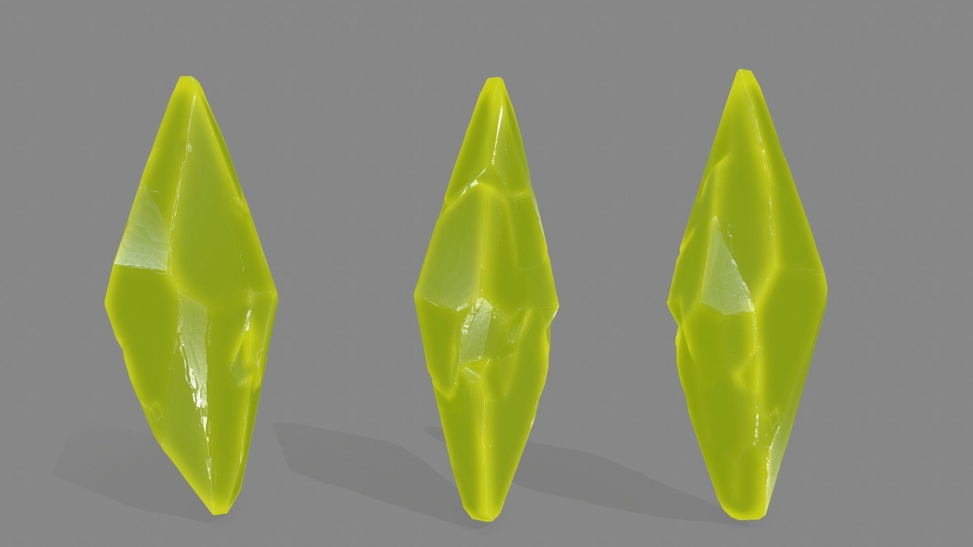 crystal set three crystals Low-poly 3D model_10