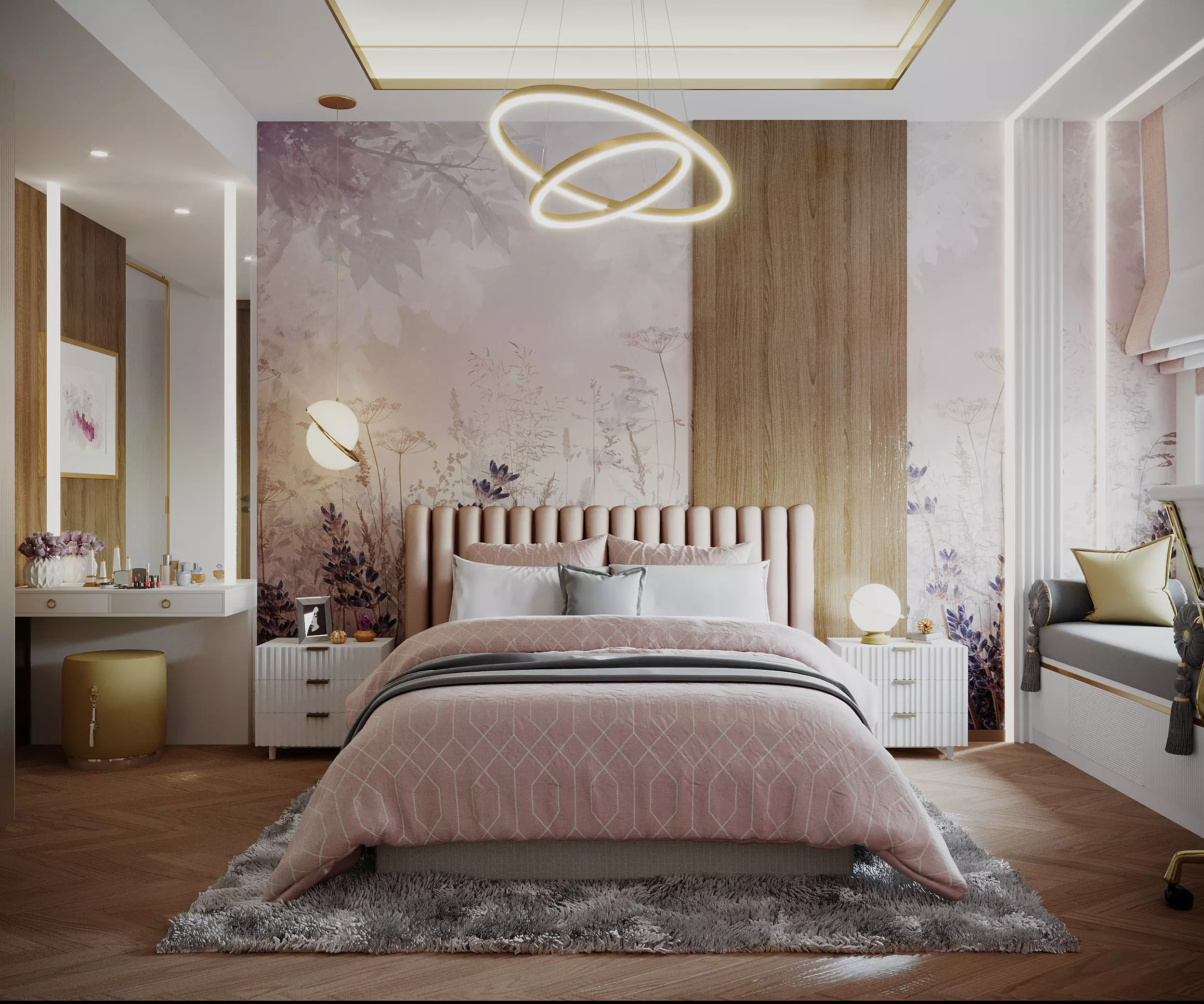 girl bedroom design 3D model_0