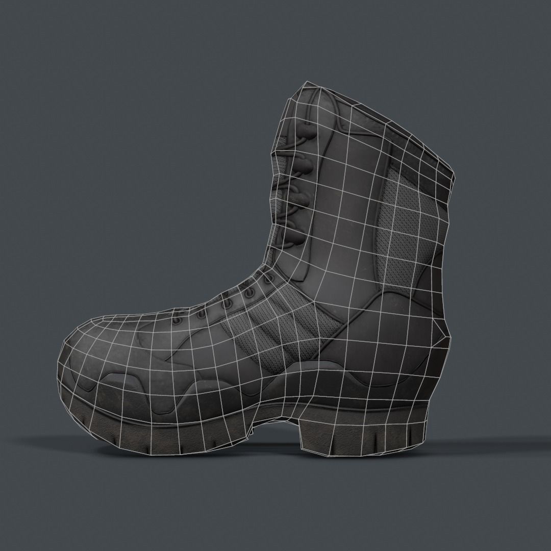 Military Boot Low-poly 3D model_5
