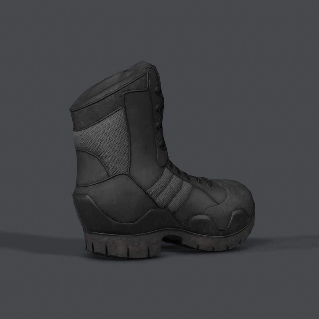 Military Boot Low-poly 3D model_4