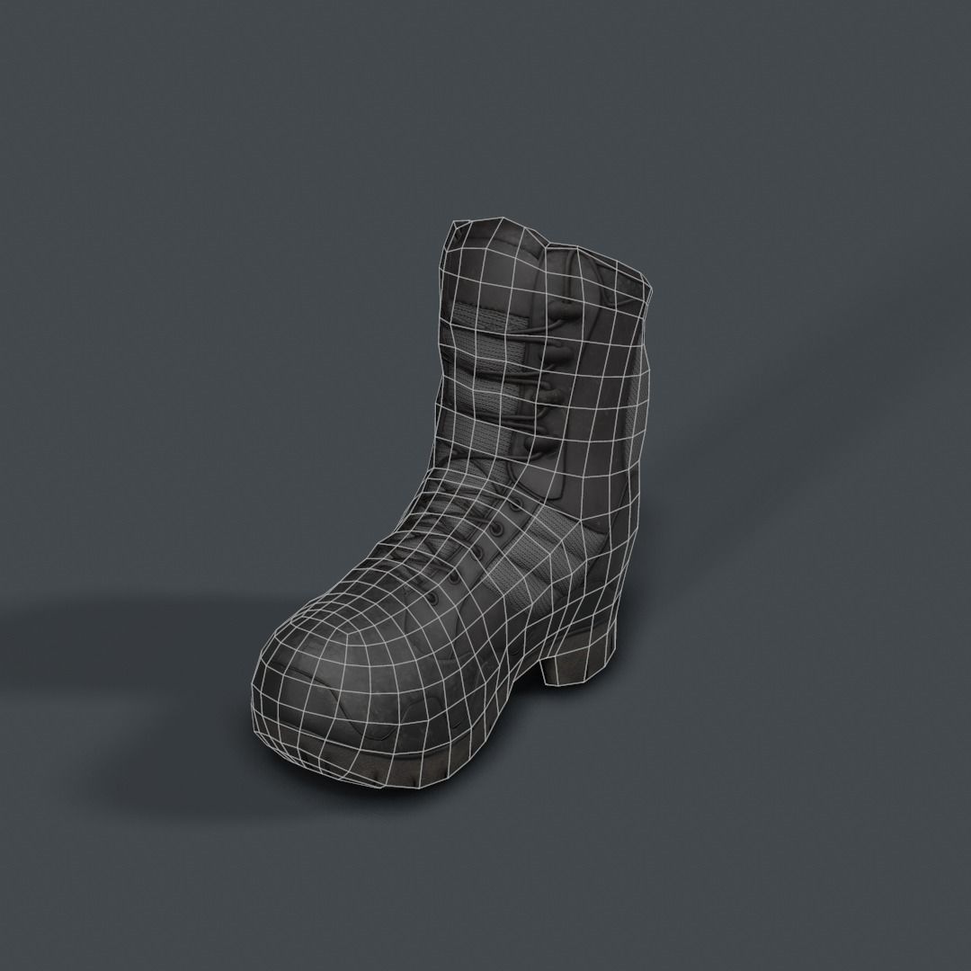 Military Boot Low-poly 3D model_6