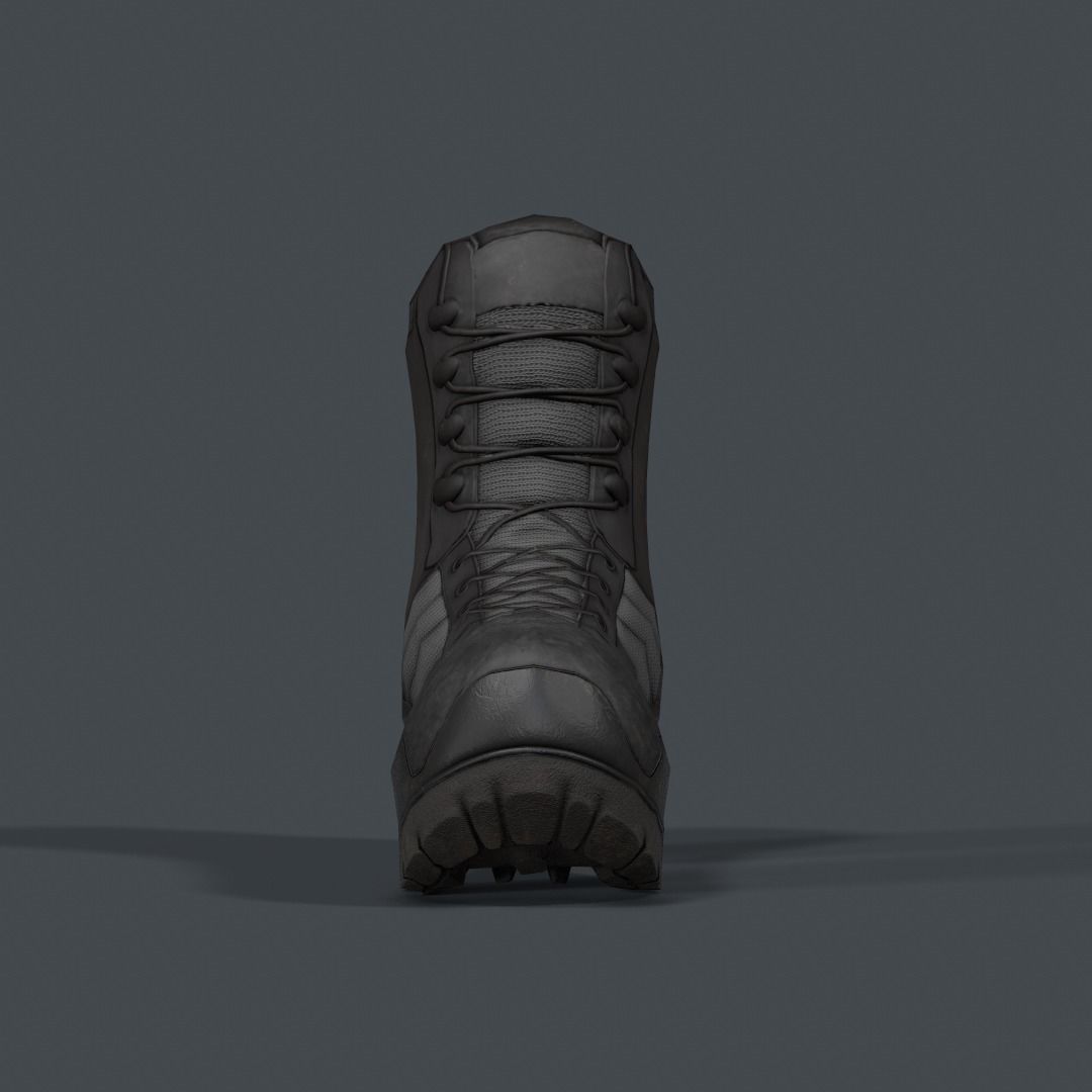Military Boot Low-poly 3D model_3