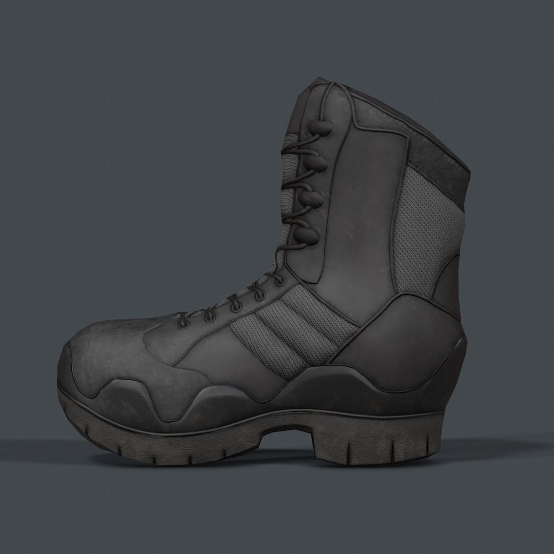 Military Boot Low-poly 3D model_1