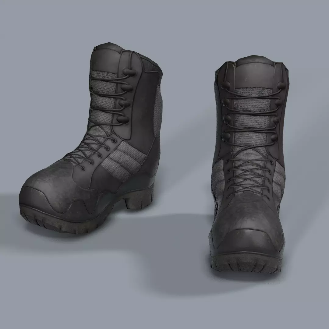 Military Boot Low-poly 3D model_0
