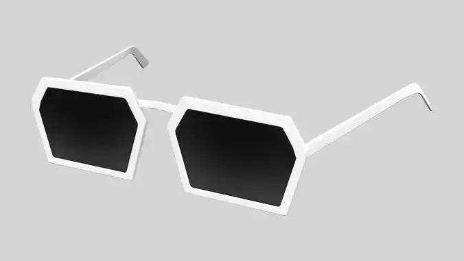 White Plastic Frame Hexagon Fashion Sunglasses