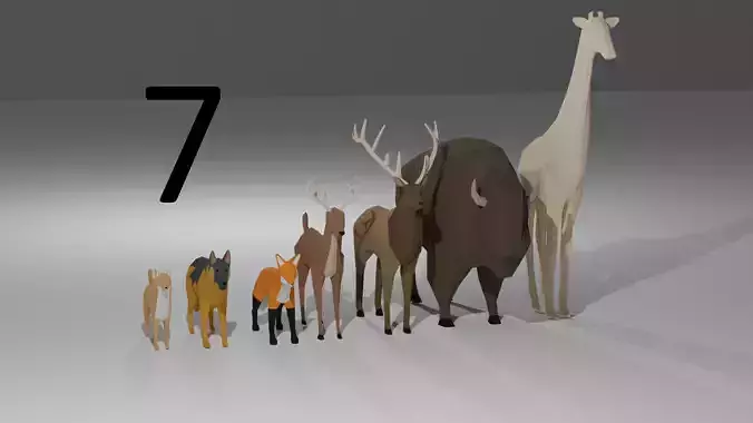 LowPoly animals evolution of Free low-poly 3D model