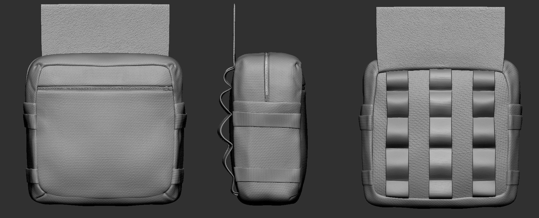 Military Bag-Lunchbox Pouch Mk2 Low-poly 3D model_5