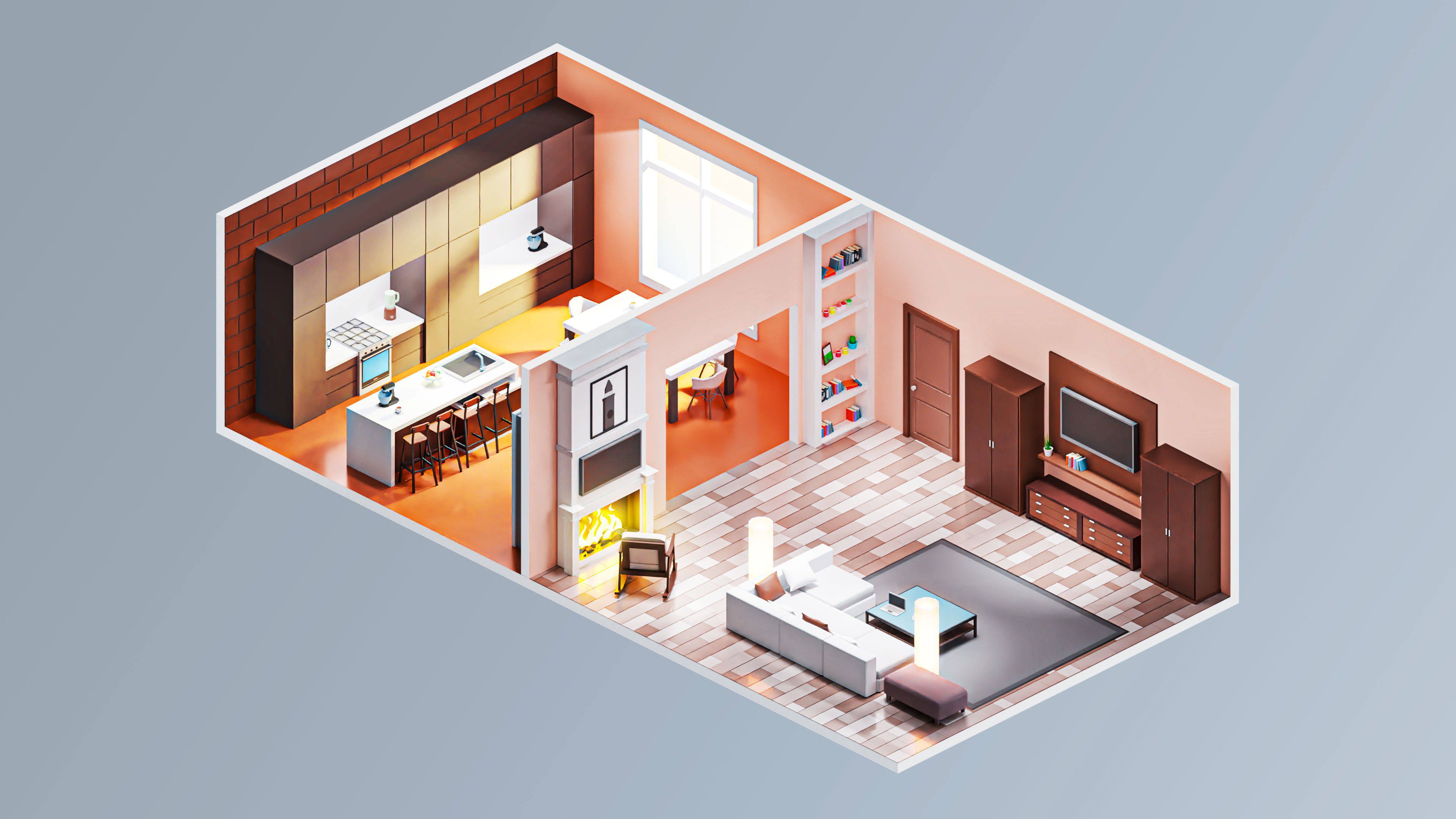 Interior 7 Low-poly 3D model_8