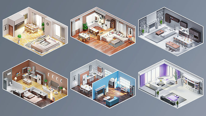 Interior 7 Low-poly 3D model 6