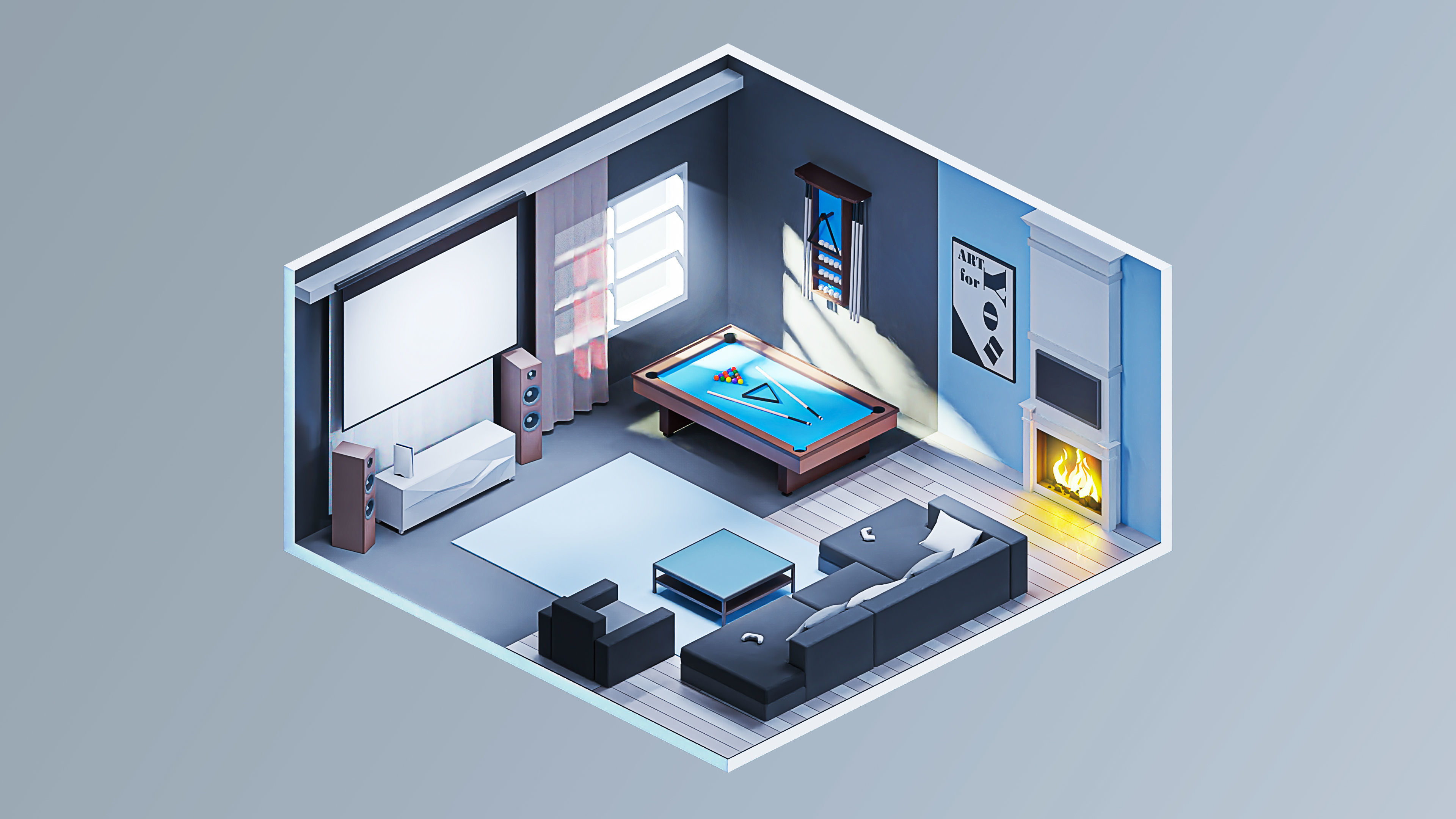 Interior 7 Low-poly 3D model_21