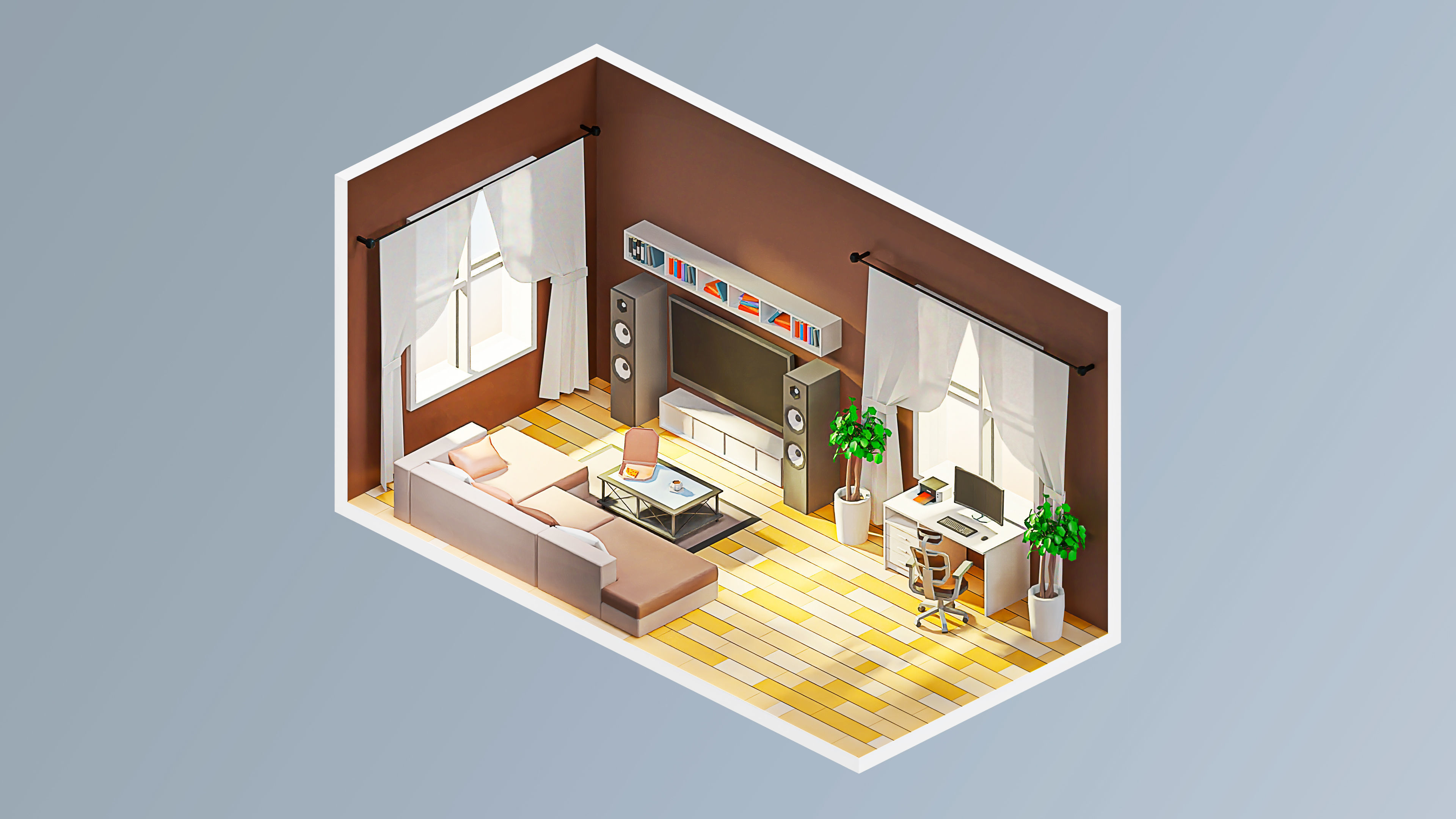 Interior 7 Low-poly 3D model_29