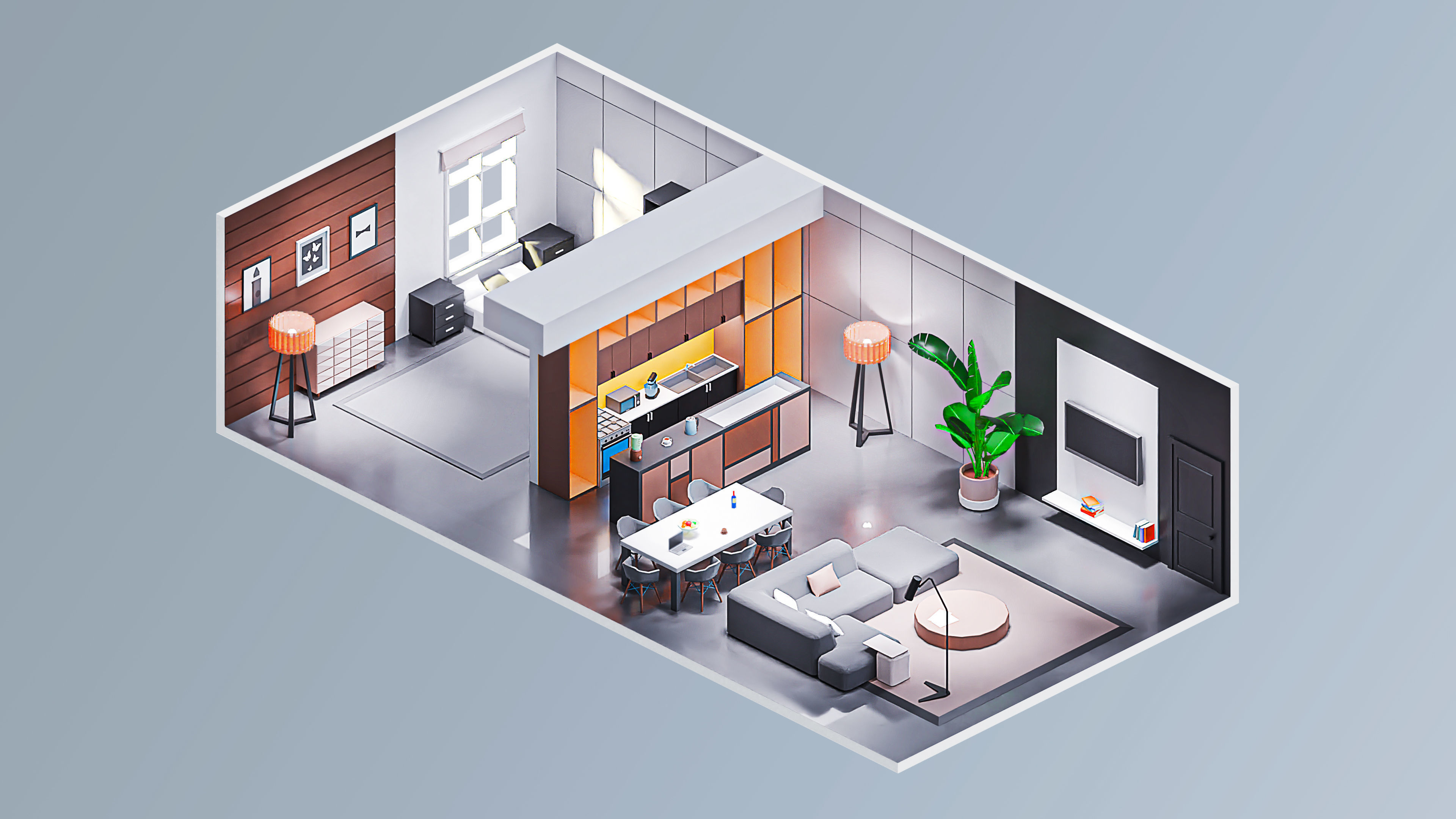 Interior 7 Low-poly 3D model_9