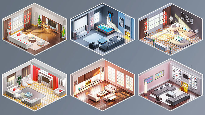 Interior 7 Low-poly 3D model 7