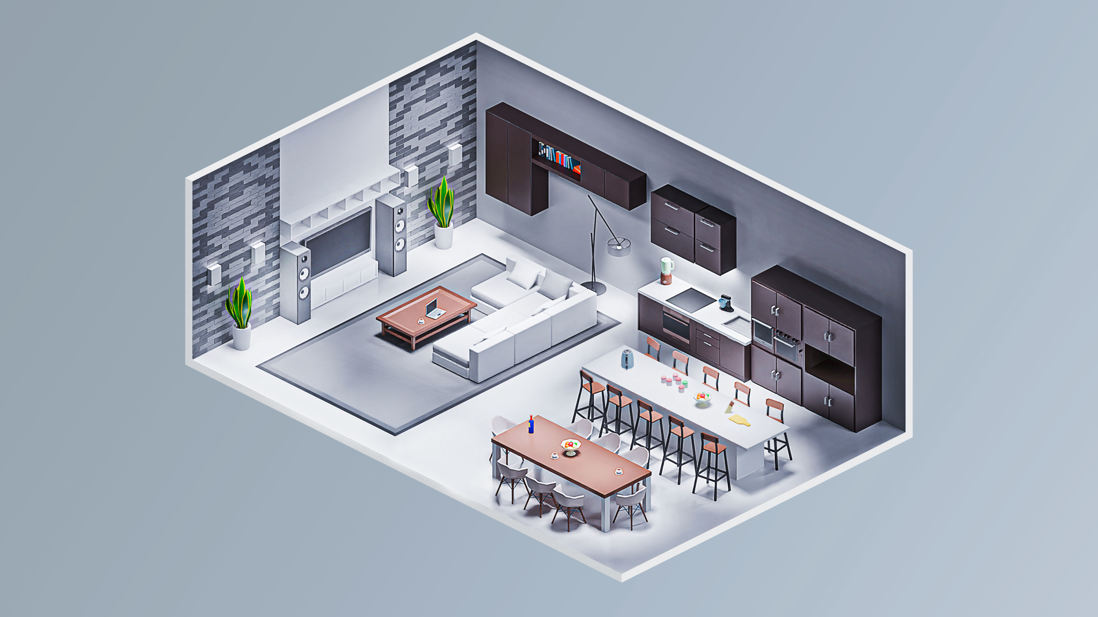 Interior 7 Low-poly 3D model_17